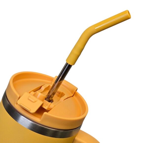 Marigold Yellow Insulated Stainless Steel Tumbler with Straw - Picture 3 of 16